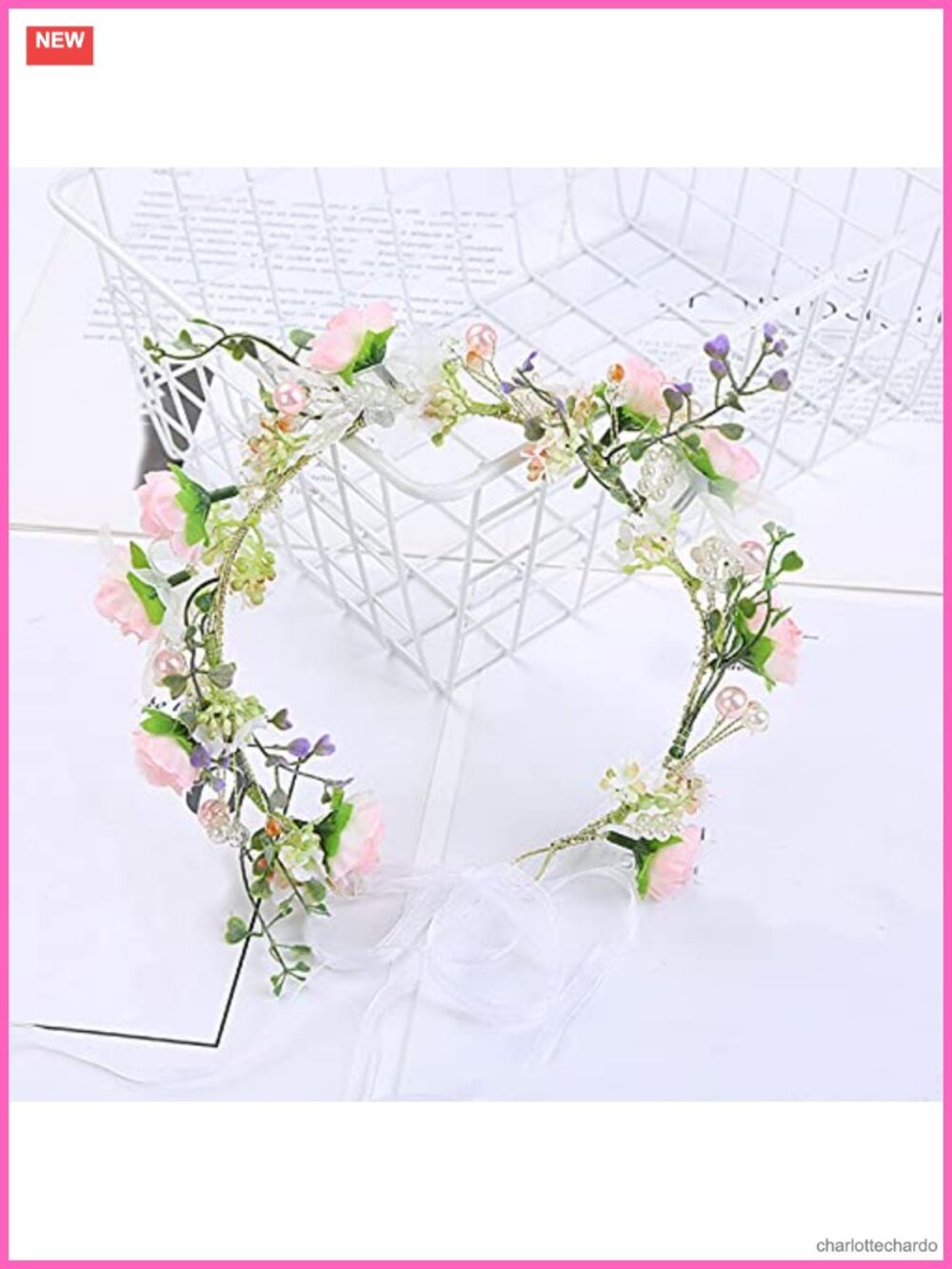 Handmade Pearl Flower Crown Floral Garland Headband Boho Headpiece - Picture 2 of 5
